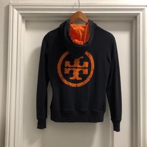 Tory Burch navy and orange hoodie